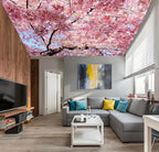 AFZEVEB-Pink Flower Wallpaper Natural Landscape Floral Wall Mural for Bedroom 159"x107"(Not Peel and Stick)