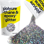 Hemway Polyurethane & Epoxy Resin Glitter 100g / 3.5oz Metallic Crystal Flake Additive for Flooring Jewelry Tumblers Glass Pigment - Extra Chunky (1/24" 0.040" 1mm) - Gun Metal Grey Holographic