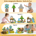 Magnetic Blocks, Magnetic Building Blocks 100pcs Gryxpox-STEM Toys for Kids Ages 3+, Magnet Tiles with Forest Animals Blocks Set, Educational Sensory Toys for Toddlers, Boys & Girls–Creative Game Gift