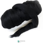 Colored Natural Wool roving, 1 lb. Best Wool for Needle Felting, Wet Felting, handcrafts and Spinning. (Total Black, 1 lb)