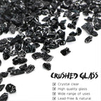 Crushed Glass for Resin Art - 3-6mm Black, 1.5lb | Broken Glass Pieces for Crafts, Vase Filler & Fire Pit Media