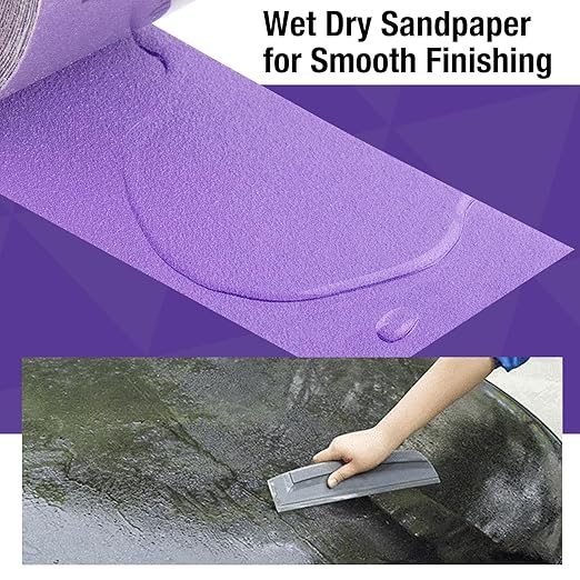 1500 Grit PSA Purple Film Ceramic Sandpaper Roll, 2-3/4" Wide Continuous 20 Yard Longboard Sanding Roll Wet Dry Sanding Blocks Self Adhesive Sticky Back Sanding Sheets for Woodworking Automotive
