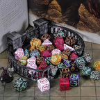 CiaraQ DND Polyhedral Dice Set (42pcs) with A Gold Pattern Drawstring Bag for Dungeons and Dragons RPG MTG Table Games. 6 Sets Halloween Pumpkin Role Playing Dice Set