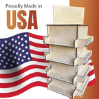 4-Sided Rotating Display Stand - Craft Shows, Trade Shows, Markets - Small & Medium-Sized Items like Stickers, Postcards, Coasters, Note Pads, Napkins - Heavy-Duty, Easy to Assemble (Natural)…