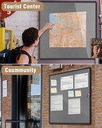 38"x38" Enclosed Bulletin Board, Lockable Weather-Resistant Aluminum Cork Noticeboard for School & Office, Black Frame w/Grey Flet