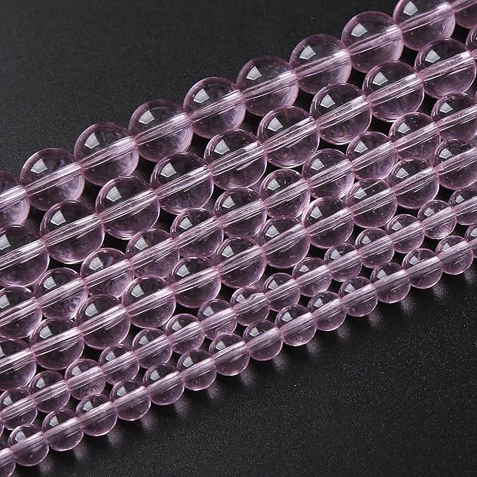 8mm 45pcs Smooth Rose Pink Glass Beads Quartz Crystal Round Loose Beads for Jewelry Making DIY Bracelet Necklace
