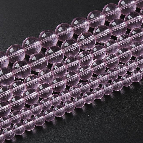 10mm 38pcs Smooth Rose Pink Glass Beads Quartz Crystal Round Loose Beads for Jewelry Making DIY Bracelet Necklace