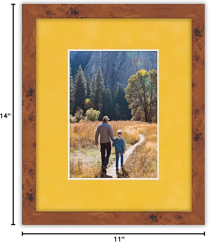 Pack of 25 Acid Free 11x14 Mats Bevel Cut for 8.5x11 Photos - Sunrise Yellow Suede Precut Matboards With Backing Boards and Clear Photo Mat Bags For Pictures, Photos, Framing - 4-ply Thickness