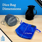 Luck Lab Velvet Drawstring Dice Bag - Set of Three Colors - Dungeons and Dragons Fabric/Standing Cotton Fabric Dice Bags/D&D Dice Pouch/Small Pouch/Velvet Jewelry Bag (Blue, Black, Grey)