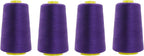 Mandala Crafts 4 Pack of Serger Threads Cones Spools - 20S/2 24000 Yards Polyester Purple Threads for Sergers Machine and Overlock Quilting Sewing Machine