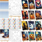 Zhanmai 12 Pack Pre Drawn Canvas for Painting Sip and Paint Kit 8" x 10" Paint Party Set Canvas Painting Pre Printed Canvases for Party Favor DIY Virtual Adult's Date Night(Halloween Pumpkin)