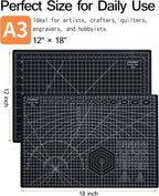 Density-upgraded 18"x12" Self Healing Cutting Mat, Idemeet Rotary Sewing Mat for Crafts, 5-Ply Blade Table Protector Cut Board for Fabric Leather Cutting Quilting Modeling Hobby Project, A3, Black