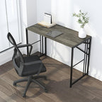 40 inch Folding Desk, Writing Gaming Computer Camping Desk, No Assembly Required Home Office Table, Black Oak