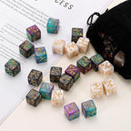 uxcell 24Pcs Magic Dice Counters, Acrylic D6 Life Token Dice Set with Pouch for Standard Cards Gaming Accessories, White Marble, Black Marble, Green & Purple, Blue & Purple