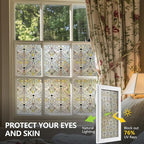 3D Stained Glass Window Film, Decorative Window Privacy Film for Bathroom,Front Door,Home, Sun Blocking Heat Control,Static Cling, Golden Ironwork 35.4inch x 78.7inch