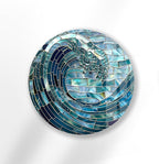 My Photostation.com 15.8''(40cm) Diameter Ocean Wave in Blue Mosaic Round Glass Wall Art Tempered Glass Printing Wall Decor Large Wall Art Wall Hangings