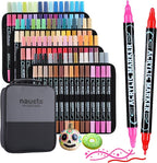 120 Colors Waterproof Dual Tip Acrylic Paint Pens, Dot & Fine Tip Premium Coloring Drawing Markers Set for Wood, Rock, Canvas, Glass, Ceramic Surfaces and DIY Crafts Making Art Supplies