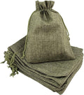Palmhomee Pack of 25 Burlap Gift Bags with Drawstring Linen Jewelry Pouches Wedding Hessian Jute Bags for Birthday and Treat Pouches Party Wedding Favors Gift (6x8 Inch, Moss Green)