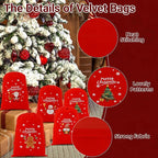 Tapleap Velvet Coth Christmas Bags with Drawstring, 50Pcs 7x10 for Wrapping Christmas Party Favors or Gifts for Friends, Small Bussiness, Coworkers