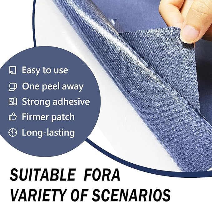 Canvas Repair Patch, Strong Sticky Fabric Repair Tape, Self-Adhesive Fabric Patch for Sofas, Tote Bags, Clothing, Car Seats, Furniture (Dark Blue, 3.5X79 Inch)