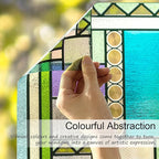3D Stained Glass Window Privacy Film, Heat Control UV Blocking Static Cling Decorative Window Film for Bathroom,Front Door,Home Non Adhesive,Colorblock 16.9 x 78.7 inches