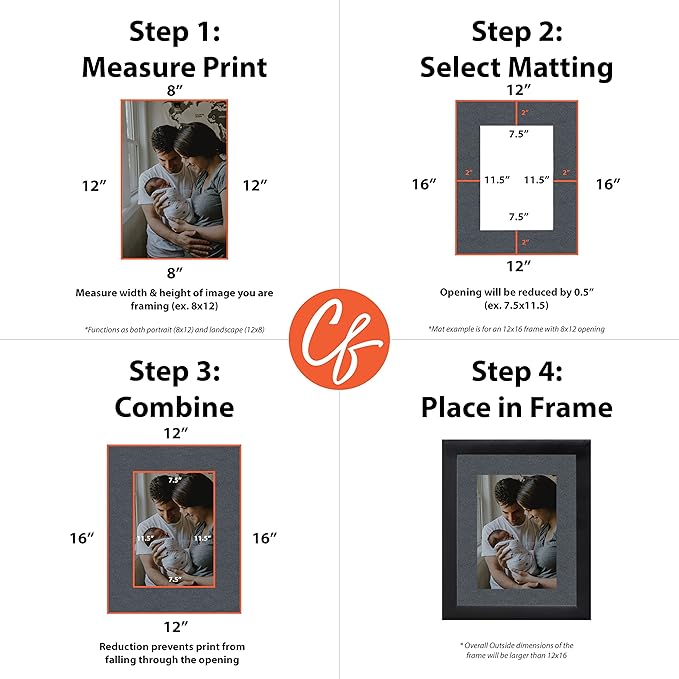 Craig Frames B573 Pre-cut Mat Board for 20x27 Print, 24x30, Graphite Black