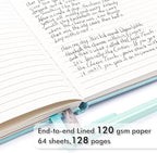 feela 24 Pack Journal Notebook Bulk for Work, Business Notebook Hardcover Lined Writing Journal with Pen Holder for Students Women Note Taking, with 24 Black Pens, 120 GSM, 5.1”x8.3”, A5, Sky Blue