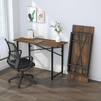 Folding Computer Desk 47 inch Writing Gaming Computer Camping Table, No Assembly Required Home Office Desk, Espresso