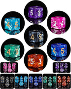 QMay Polyhedral Dice Set - 7 x 7 (49 Pieces) DND Dice with 7PCS Black Drawstring Bags Great for Dungeons and Dragons, RPG, MTG,Role Playing Table Games D4 D6 D8 D10 D% D12 D20