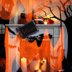 Boao Halloween Cheese cloth 85 x 197 Inch Orange Cheesecloth Roll for Crafts Large Cotton Muslin Gauze Fabric for Halloween Outdoor & Indoor Spooky Decoration