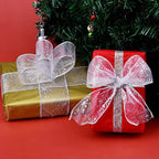 2.5 Inch Wide Christmas Wired Ribbon Snowflake Organza Sheer Glitter Ribbon for Xmas Tree, Wreath, Party Decoration, Gift Wrapping (Silver, 32.7 Foot (Pack of 1))