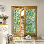 Window Privacy Film Stain Glass Window Film Rainbow Window Film Window clings Non-Adhesive Reusable Decorative for Room (Leaf Rainbow, 35.4 x 78.7 in)
