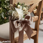 LaRibbons Brown Satin Ribbon 3 Inch 10 Yards Double Faced Luxury Mocha Silk Ribbon for Gift Wrapping Flower Bouquets Bow Christmas Wedding Party Decoration