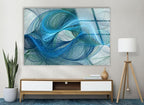 My Photostation.com 60WX40H'' Blue Energy Abstract Wall Art – Fluid Motion Glass PrintTempered Glass Printing Wall Decor Large Wall Art Wall Hangings