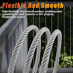 Stainless Steel Cable for Railing - 500FT 1/4" T316 Wire Rope - 7 x 19 Strands 6700 LBS Breaking Strength for Outdoor Deck Railing Zipline