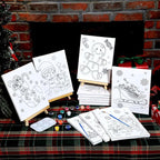 Zhanmai 12 Pack Pre Drawn Canvas for Painting Sip and Paint Kit 8" x 10" Paint Party Set Canvas Painting Pre Printed Canvases for Party Favor DIY Virtual Adult's Date Night(Santa)