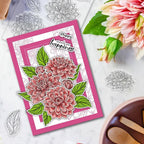 ORIGACH Dahlia Layering Stencil Stamp and Die Set for Card Making, Flower Stencil Template Silicone Clear Stamps and Metal Die Sets for DIY Scrapbooking Photo Album Crafting