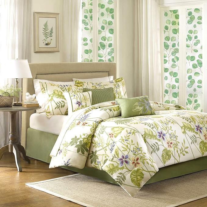 DKTIE Retro Leaves Pattern Two-Way Window Film Privacy Day and Night Window Privacy Film Decorative Stained Glass Window Clings for Birds (S222, 17.7" x 78.7")