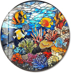 My Photostation.com 24''(60cm) Diameter Coral Reef Mosaic Round Glass Wall Art Tempered Glass Printing Wall Decor Large Wall Art Wall Hangings
