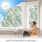 LEMON CLOUD Window Privacy Film, Stained Glass Window Film, Decorative Rainbow Window Clings, Static Cling Non Adhesive Door Stickers, Anti-UV Sun Blocker Heat Control for Home 23.6 x 78.7 inches