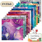 YASMEN Scrapbook Paper Pad 6×6, Marbled Pattern Watercolor Paper, 24 Sheets Single-Sided Colorful Cardstock Paper, Craft Card Making Paper Pack Scrapbooking Journal Supply Designer Art Paper Pad