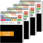 WINNER 9" x 12" Sketch Book 4 Pack, 400 Sheets Spiral Bound Art Sketchbook, 68lb/100gsm White Acid Free Drawing Pad, Painting Drawing Writing Sketch Pad, Art Supplies for School, Kids, Adults &Teens