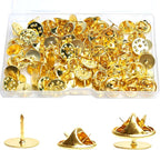 50 Pairs Premium Butterfly Clutch Pin Backs with 8mm Length 10mm Width Blank Pins for DIY Enamel Pins, Jewelry Craft Gifts, or Tie Tack Keeper Replacements (Gold)