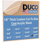 Duco Clear Custom Cut to Size Plexiglass Sheets 1/8 Inch Thick - USA-Made Customized Acrylic Sheets for Replacement Glass Panels, DIY Projects, and More