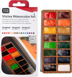 Viviva Colors Travel Watercolor Paint Set - Original 16 Watercolor Paints for Adults, Beginners, Artists, Hobbyists - Lightfast, Vibrant, Handmade & Portable Watercolor Kit with Mixing Palette