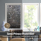 NINETREX Window Privacy Film,Decorative Window Film Frosted,Stained Glass Window Cling,Heat Blocker Non-Adhesive for Home,Grayish Black 17.5 x 78.7inch