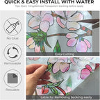 Window Privacy Film Rainbow Film Stained Glass 3D Static Cling Decorative Window Sticker for Bathroom,Front Door,Home Heat Control UV Blocking Non Adhesive,Peach Blossom 23.6 x 78.7inches