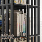 XIMN 360° Rotating Bamboo CD/DVD Shelf - 6-Tier Space-Saving Media Storage Cabinet for Movies, Organizer with Super Compact Design (Black, 4 Tier)