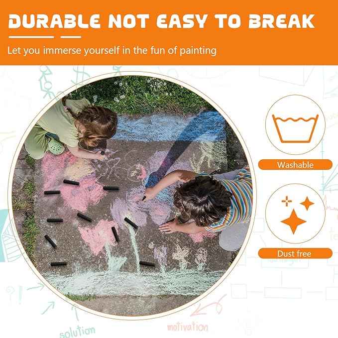 20 Pcs Sidewalk Chalks for Kids Non Toxic Jumbo Chalk for Party Gift Outdoor Art Classroom Play Painting (Black)