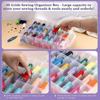 OwnMy 2 Pack 46 Grids Sewing Thread Organizer, Double-Sided Thread Spool Storage and Organizer Boxes, Plastic Embroidery Threads Embroidery Floss Organizers Boxes for Small Toys Cars, Sewing Crafts